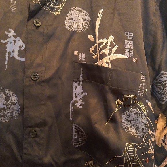 Men's/Unisex Black Silk Shirt - Picture 4 of 7